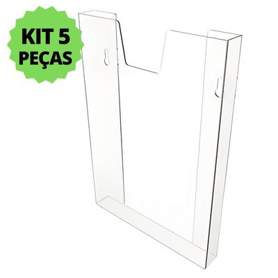 Kit 5 Displays Porta Folha Prontuário Parede A4 Acrílico Ps