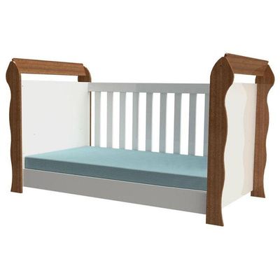 Quarto De Bebê Ariel 3p Gaveteiro E Berço Lara Branco Acetinado Amadeirado Com Colchão – Carolina