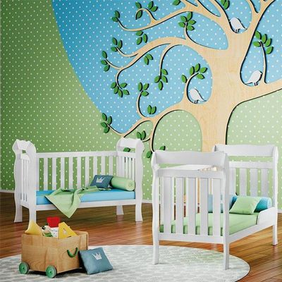 Berço Americano Lila Com Colchão E Guarda Roupa Ternura Baby 4 Portas Branco - Incorplac