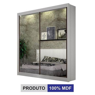 Guarda Roupa 2 Portas 2 Espelhos Gold Branco – Leifer Móveis
