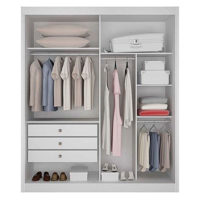 Guarda Roupa 2 Portas 2 Espelhos Gold Branco – Leifer Móveis
