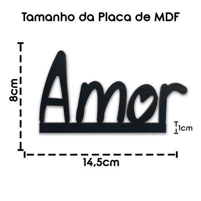 Frase Palavra De Mesa Em Mdf C/ Base De Madeira De Pino Amor