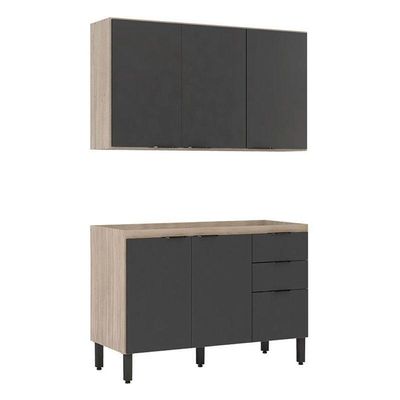 Cozinha Modulada Firenze Fi0009 Avena Grafito - Demóbile