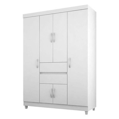 Cômoda Astral E Guarda Roupa Solteiro Ecom 2 Branco Flex - Demóbile