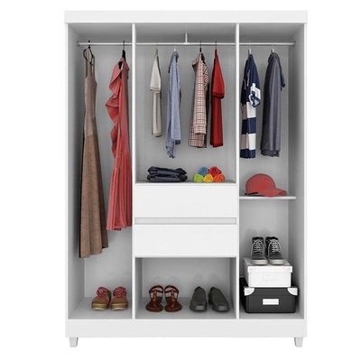 Cômoda Astral E Guarda Roupa Solteiro Ecom 2 Branco Flex - Demóbile