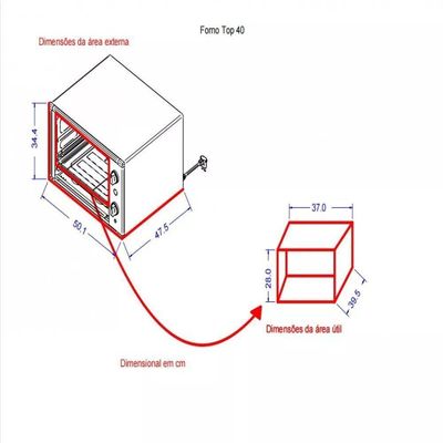 Forno Elétrico De Bancada 40 Litros - Top 40 - Preto - Fogatti 127v