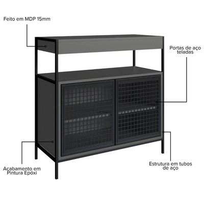 Ármario Gabinete Para Banheiro Industrial Com Portas De Metal Sem Cuba Grafite