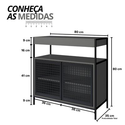 Ármario Gabinete Para Banheiro Industrial Com Portas De Metal Sem Cuba Grafite
