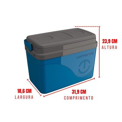 Caixa Térmica Cooler 7,5 Litros Com Alça Azul - Unitermi