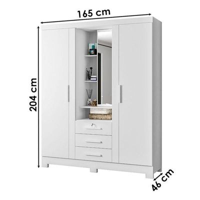 Guarda Roupa Solteiro Capelinha Premium 3 Portas Branco – Zanzini