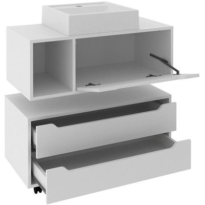 Kit Balcão E Gabinete De Banheiro Com Cuba Karina Branco