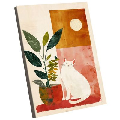 Quadro Decorativo Gato E Vaso Minimalista