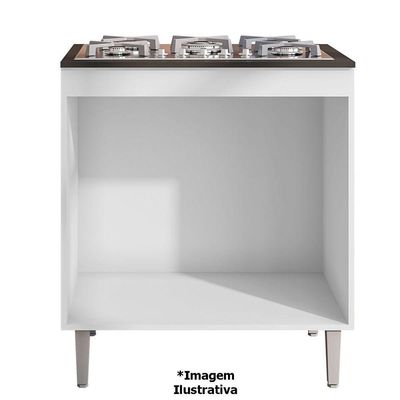 Balcão Para Cooktop Com Tampo 4 Ou 5 Bocas 2 Portas Adriana Amêndoa/branco