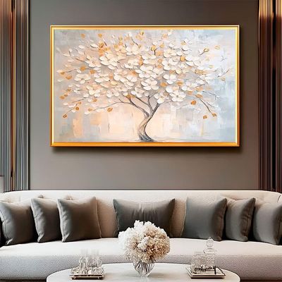 Quadro Decorativo árvore De Flores Brancas