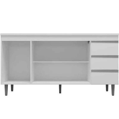 Kit Armário Aéreo E Balcão Para Pia Sem Tampo 150 Cm Adriana Amêndoa/branco