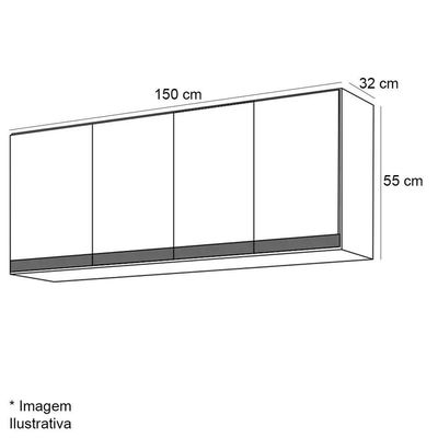 Kit Armário Aéreo E Balcão Para Pia Sem Tampo 150 Cm Adriana Amêndoa/branco