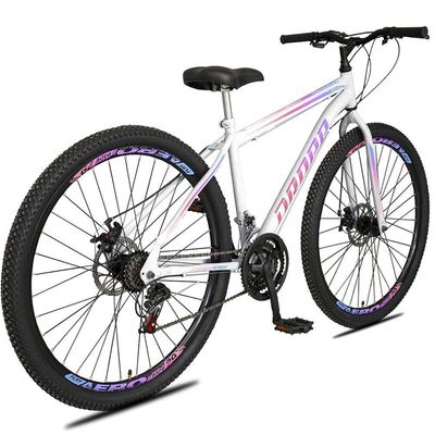 Bicicleta Aro 29 Dropp Sport Aero Aço Carbono 21 Vel Marchas Freio A Disco - Branco e Azul