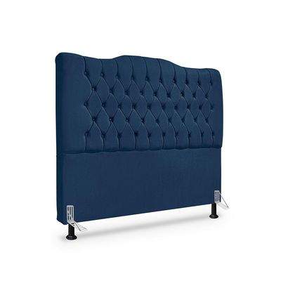Kit Cabeceira E Calçadeira Baú Dunas Casal 140 Cm - Veludo Azul