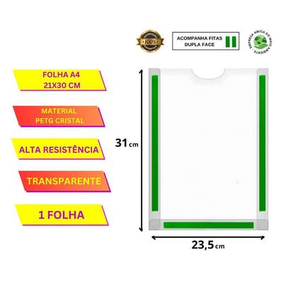 Displays Parede Folha A4 Petg Cristal Quadro Aviso Kit 3 Pçs