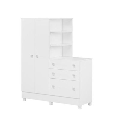 Guarda Roupa Qmovi Doce Sonhos Com Comoda Com Pes Branco