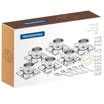 Conjunto p/ Cafezinho Tramontina Continental Inox - 18 Peças