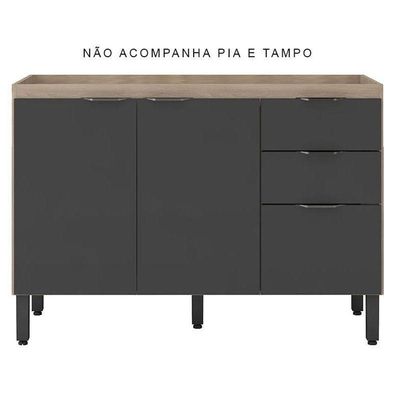 Balcão Para Pia Firenze 120 Cm Avena Grafito - Demóbile