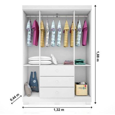Berço Americano Lara E Guarda Roupa Infantil Ane Branco Brilho Com Colchão Ortobom – Phoenix Baby