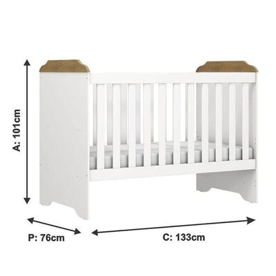 Berço Americano Mini Cama Mel Branco Acetinado Amadeirado - Carolina
