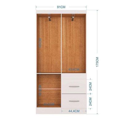 Cômoda 868 4 Gavetas E 1 Porta Com Guarda Roupa Solteiro Milão 4 Portas Branco Brilho - Poquema