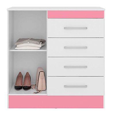 Cômoda Montevideu Branco Rosa Flex - Demóbile