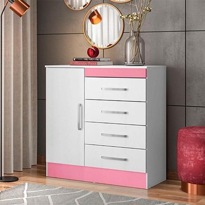 Cômoda Montevideu Branco Rosa Flex - Demóbile