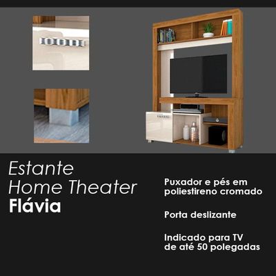 Estante Home Theater Flávia Naturale Off White – Madetec