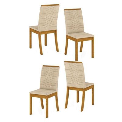Cadeira Para Mesa De Jantar Isa Kit 04 Peças Linho – Henn