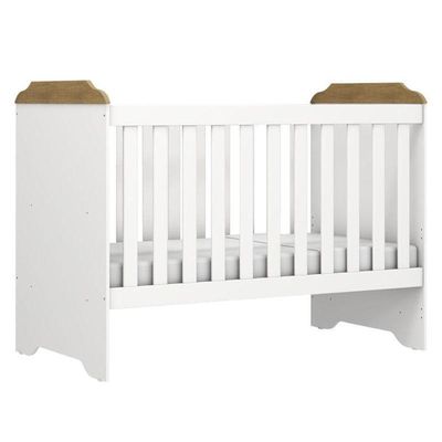 Berço Americano Mini Cama Mel Branco Acetinado Amadeirado Com Colchão Gazin - Carolina