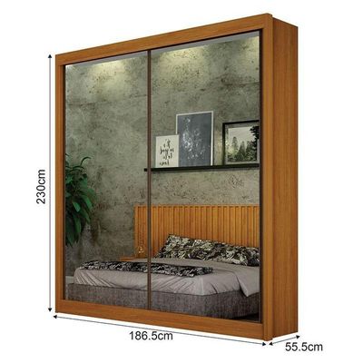 Guarda Roupa 2 Portas 2 Espelhos Gold Cinamomo – Leifer Móveis