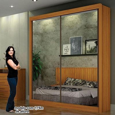 Guarda Roupa 2 Portas 2 Espelhos Gold Cinamomo – Leifer Móveis