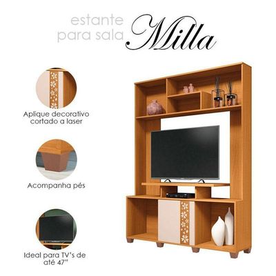 Estante Para Sala Milla Cinamomo Off White ? Hb Móveis