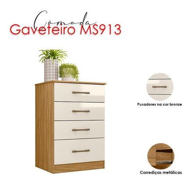 Guarda Roupa Casal Bahamas E Cômoda Ms913 Freijó Off White – Moval