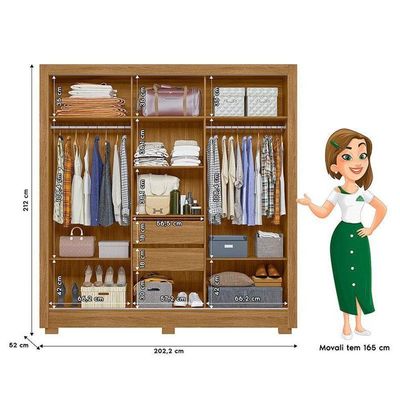 Guarda Roupa Casal Bahamas E Cômoda Ms913 Freijó Off White – Moval