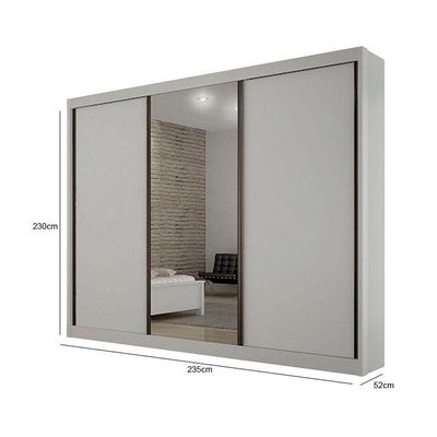 Guarda Roupa 6 Gavetas San Marino Premium Com Espelho Branco – Leifer Móveis