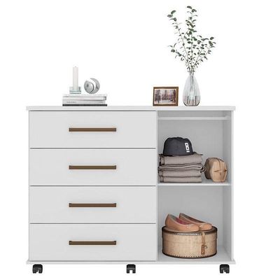 Cômoda Flora 4 Gavetas Branco Brilho - Demóbile
