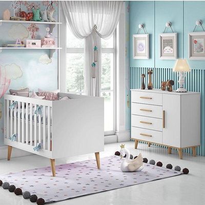 Berço Americano E Cômoda Infantil Ludmila Branco Bétula – Carolina