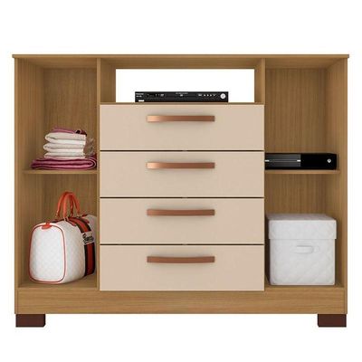 Cômoda Mirassol 4 Gavetas 2 Portas Carvalho Americano Off White - Incorplac