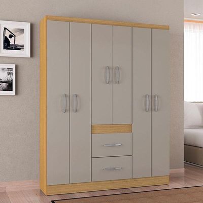 Guarda Roupa Casal Milão 6 Portas Damasco Off White – Poquema