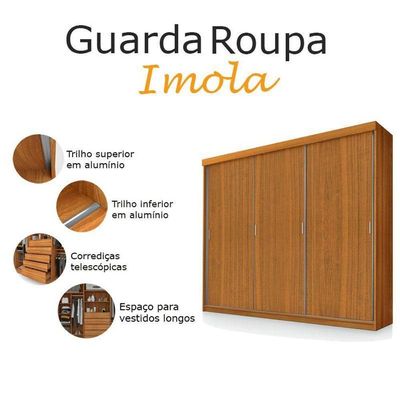 Guarda Roupa Casal Ambiente ímola 3 Portas De Correr Freijó - Luapa