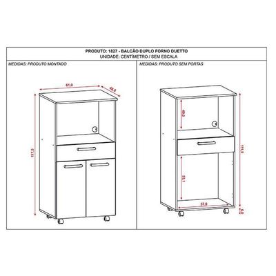 Balcão Multiuso Ambiente Duetto Duplo Forno Branco Supremo - Kits Paraná