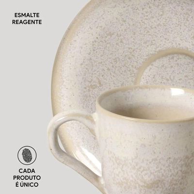 Jogo 6 Xícaras de Café 120ml com Pires Cerâmica Bio Latte Mesa Posta Porto Brasil