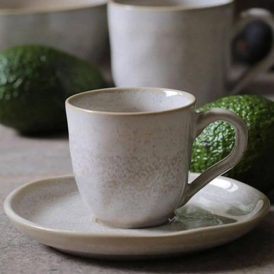 Jogo 6 Xícaras de Café 120ml com Pires Cerâmica Bio Latte Mesa Posta Porto Brasil