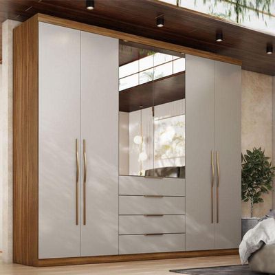 Guarda Roupa Casal Giardino 6 Portas Amêndola Nude Prime Tx Com Espelho - Demóbile