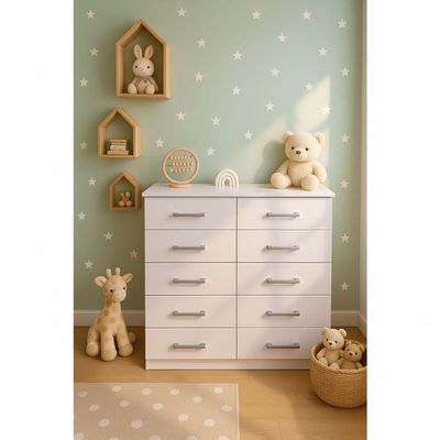 Cômoda Marbela 10 Gavetas Infantil Branco